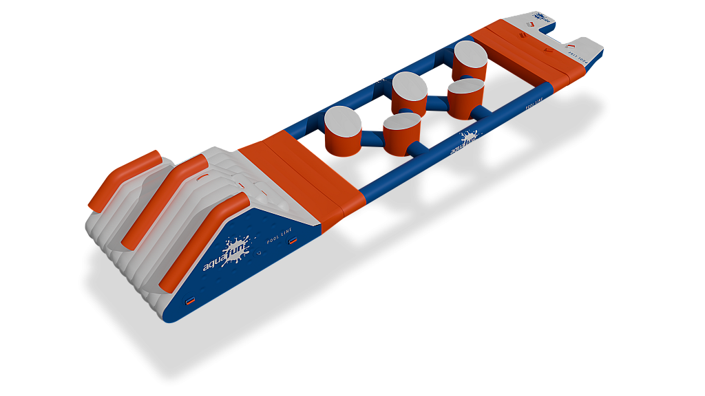 Toboggan gonflable et plots d équilibre pour piscine municipale